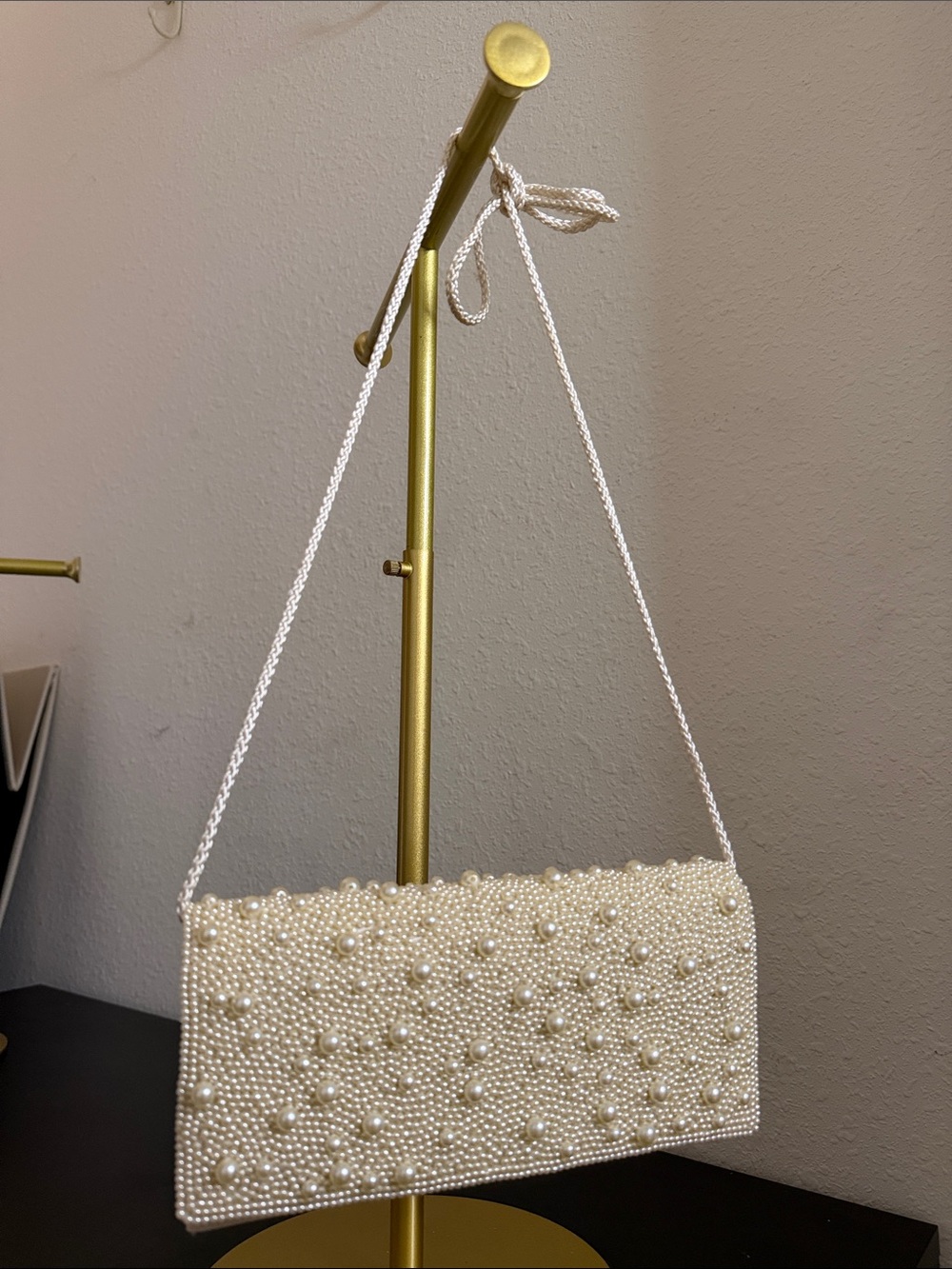Pearl-Embellished Ivory Evening Clutch by Morgan Taylor